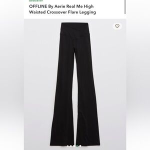 Aerie OFFLINE Real Me Black High Waisted Super Flare Crossover Leggings